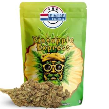 Fleurs CBD premium Pineapple Express, variété Indoor aux saveurs tropicales d’ananas et d’agrumes. Effet énergisant et relaxant, idéal pour soulager le stress. Taux de THC inférieur à 0,3 %, conforme aux normes françaises.