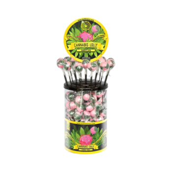 Lot de Sucettes goût bubble-gum et cannabis, délicieuses et 100% légales, de chez Amsterdam Quality.