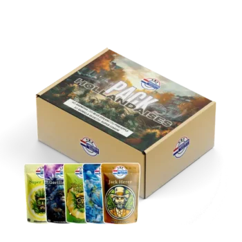 Pack de fleurs CBD hollandaises Amsterdam Quality, avec une sélection de variétés réputées cultivées en Indoor et Greenhouse. Qualité premium et arômes intenses.